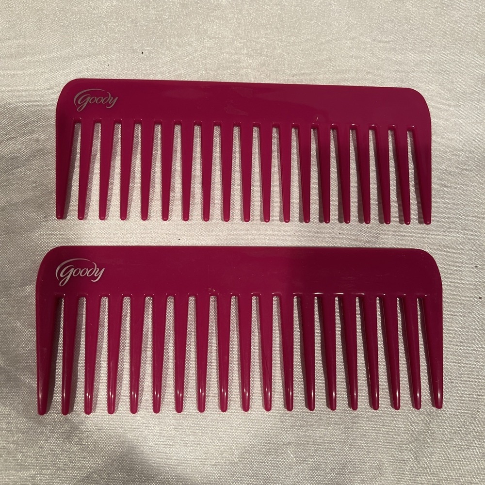 2pk- 6"‎ Long Goody Wide Tooth Comb No Handle Rectangle Pink